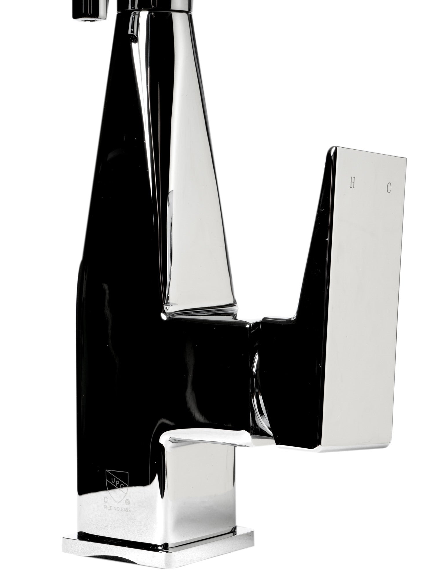 ALFI Brand - Polished Chrome Square Kitchen Faucet with Black Rubber Stem | ABKF3023-PC