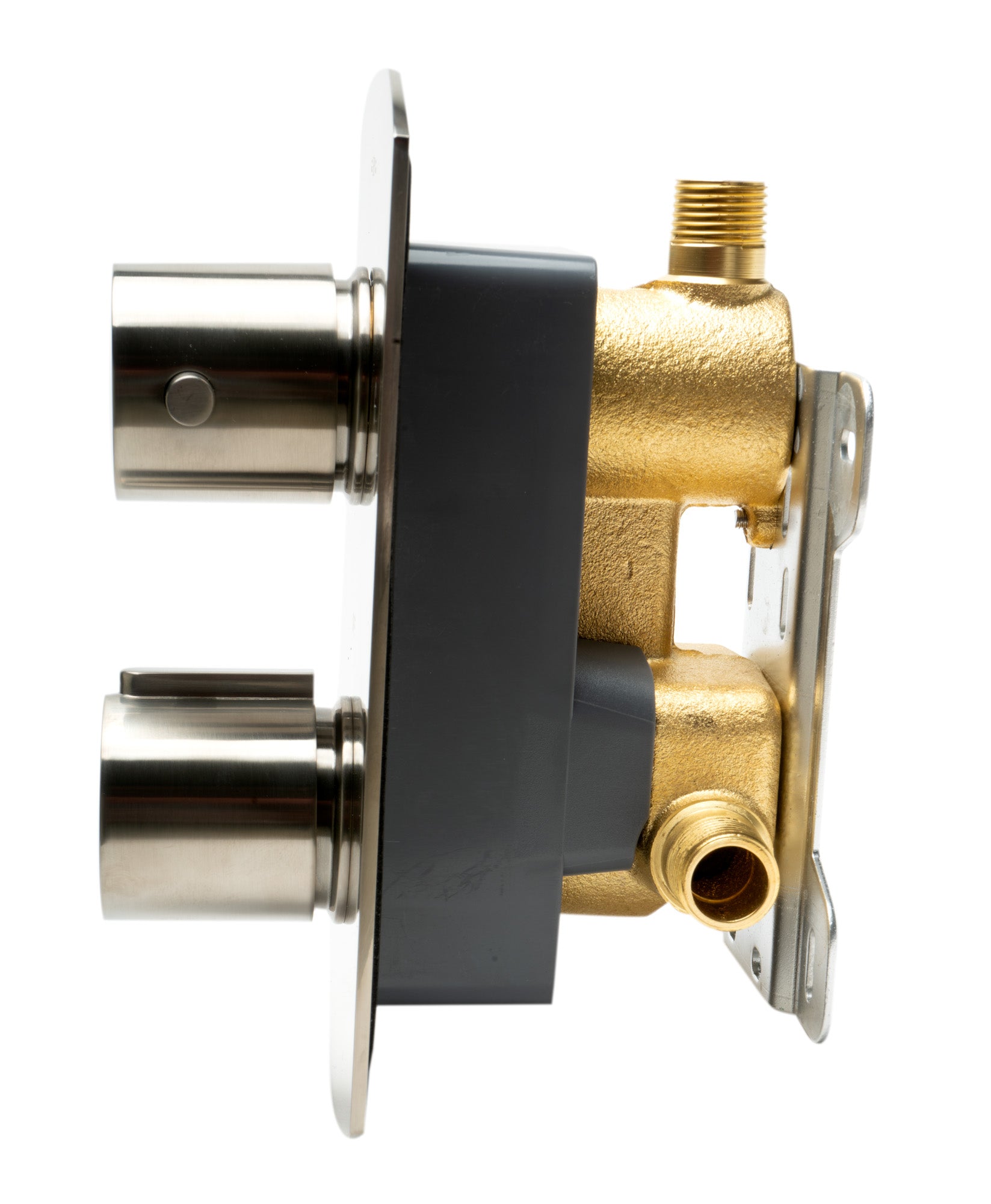 ALFI Brand - Brushed Nickel Round Knob 1 Way Thermostatic Shower Mixer | AB3809-BN