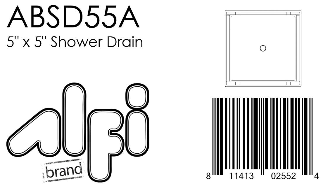 ALFI Brand - 5" x 5" Modern Square Stainless Steel Shower Drain w/o Cover | ABSD55A