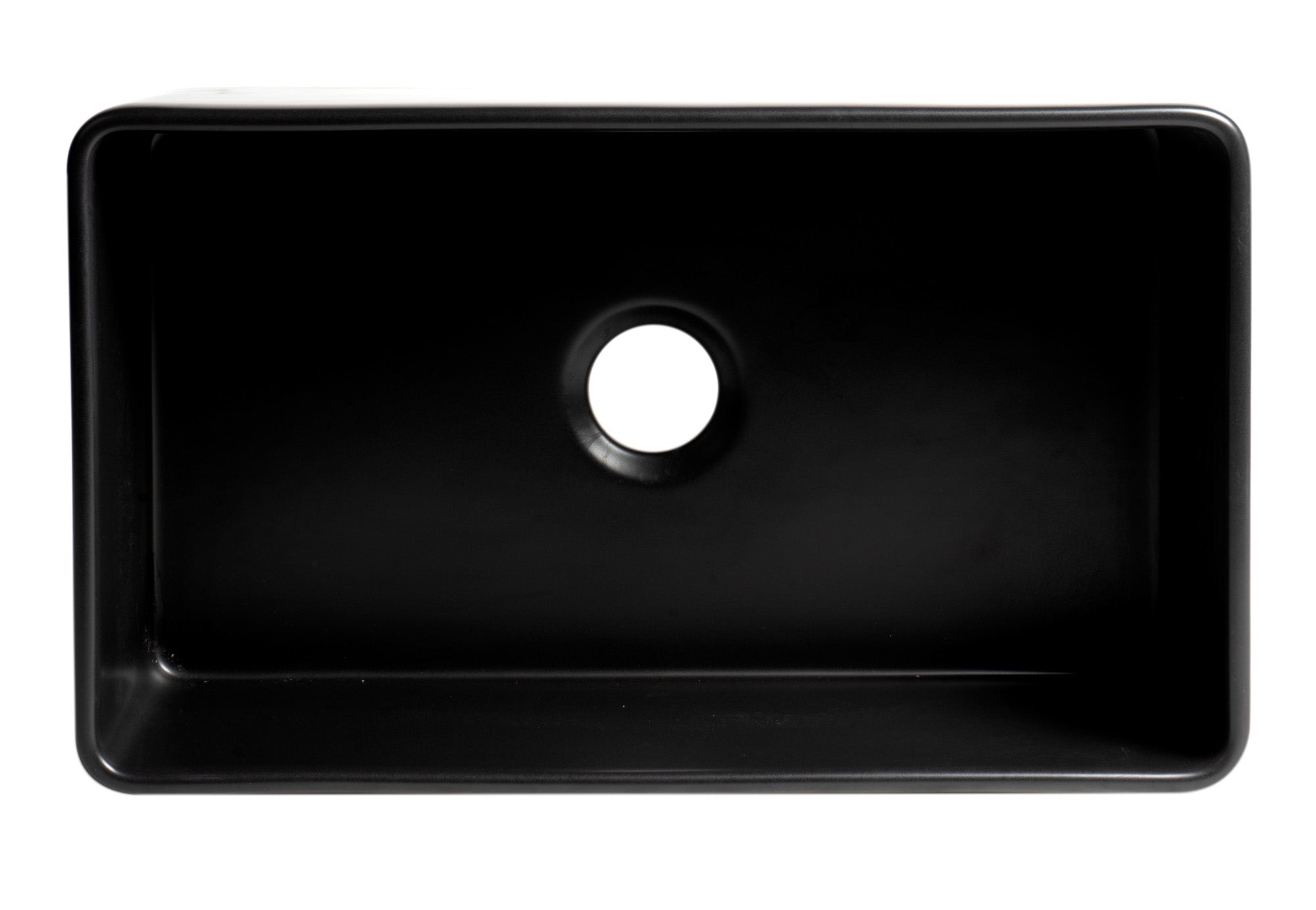 ALFI Brand - Black Matte Smooth Apron 30" x 18" Single Bowl Fireclay Farm Sink | ABF3018-BM