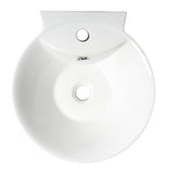 ALFI Brand - White 17" Round Wall Mounted Ceramic Sink with Faucet Hole | ABC113