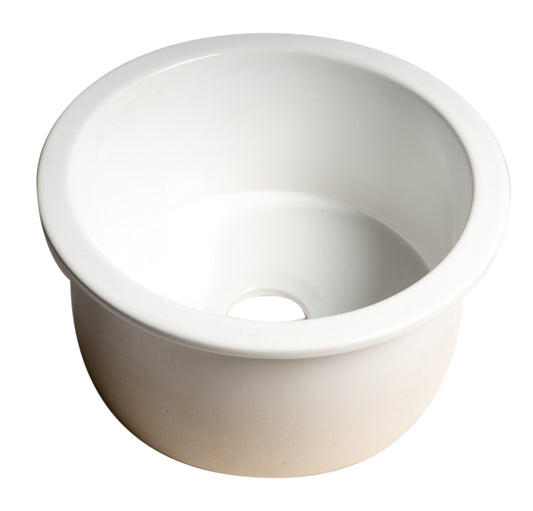 ALFI Brand - White Round 18" x 18" Undermount / Drop In Fireclay Prep Sink | ABF1818R-W