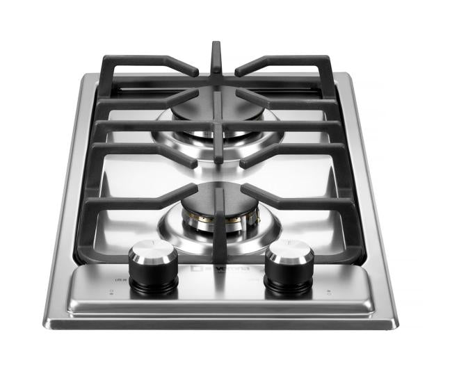 Verona - Verona 12" Designer Gas Cooktop - Brass Burners - SS - 2 Burners