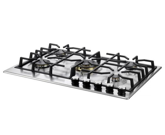 Verona - Verona 30" Designer Gas Cooktop - Brass Burners - SS - 5 Burners