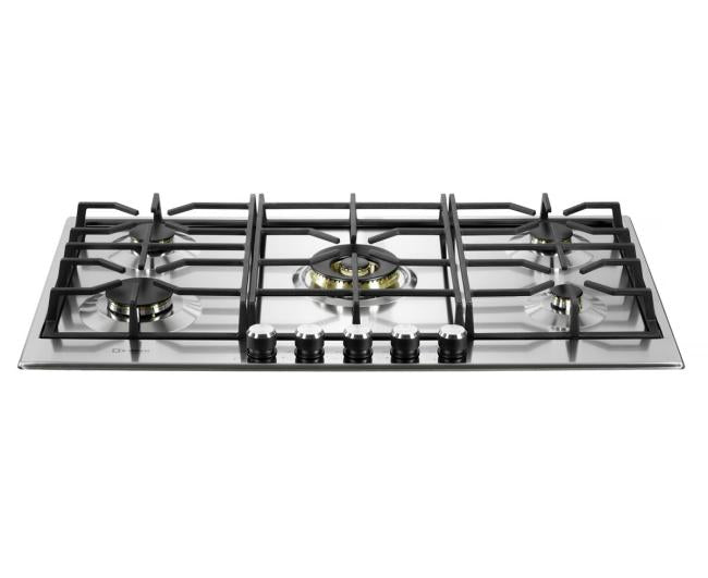 Verona - Verona 36" Designer Gas Cooktop - Brass Burners - SS - 5 Burners