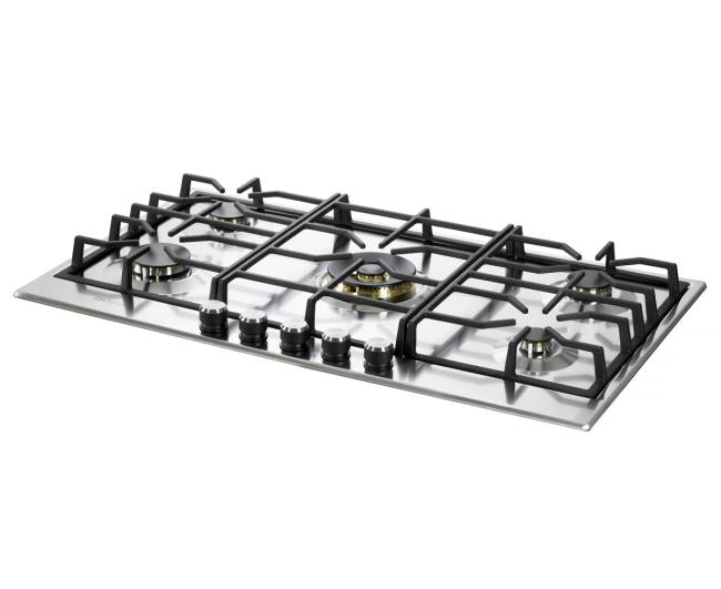 Verona - Verona 36" Designer Gas Cooktop - Brass Burners - SS - 5 Burners