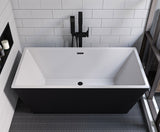 ALFI Brand - 59 inch Black & White Rectangular Acrylic Free Standing Soaking Bathtub | AB8834