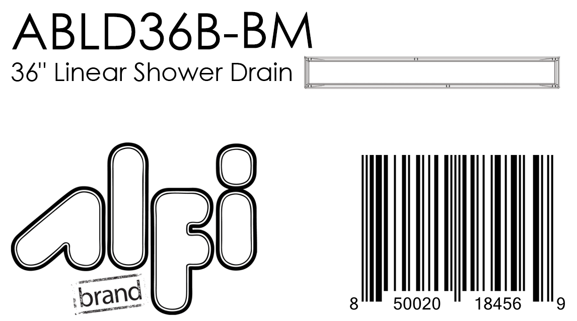 ALFI Brand - 36" Black Matte Stainless Steel Linear Shower Drain with Solid Cover | ABLD36B-BM