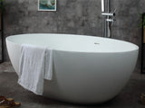 ALFI Brand - 67" White Oval Solid Surface Smooth Resin Soaking Bathtub | AB9941