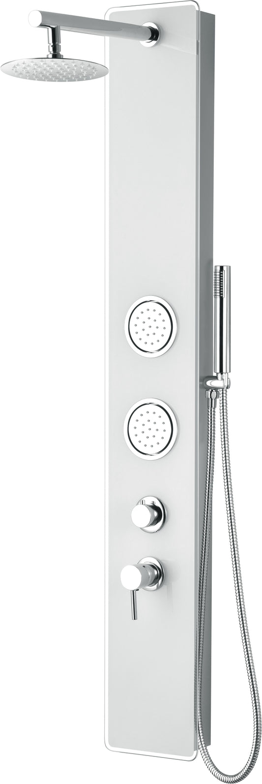 ALFI Brand - White Glass Shower Panel with 2 Body Sprays and Rain Shower Head | ABSP50W