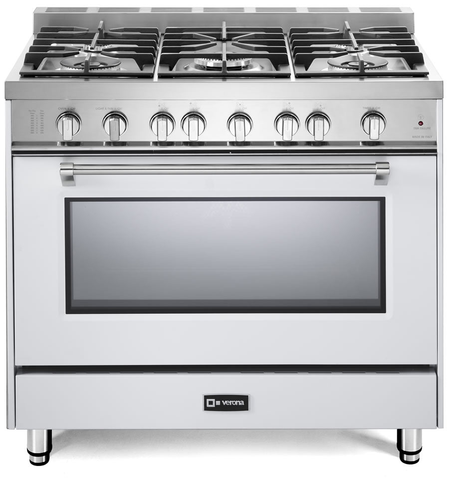 Verona - Prestige 36" Gas Single Oven Range - 5 Burners - Stainless Steel, Matte Black, White