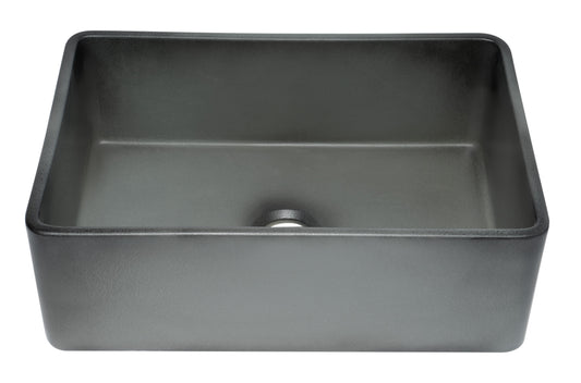 ALFI Brand - Concrete Color 30 inch Reversible Single Fireclay Farmhouse Kitchen Sink | ABCO3020SB