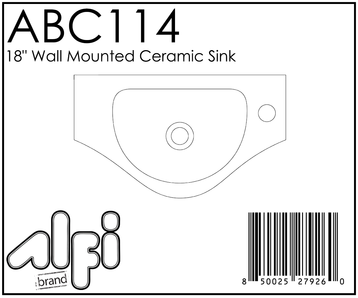 ALFI Brand - White 18" Small Wall Mounted Ceramic Sink with Faucet Hole | ABC114