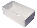 ALFI Brand - 33" White Thin Wall Single Bowl Smooth Apron Fireclay Kitchen Farm Sink | ABF3318S-W