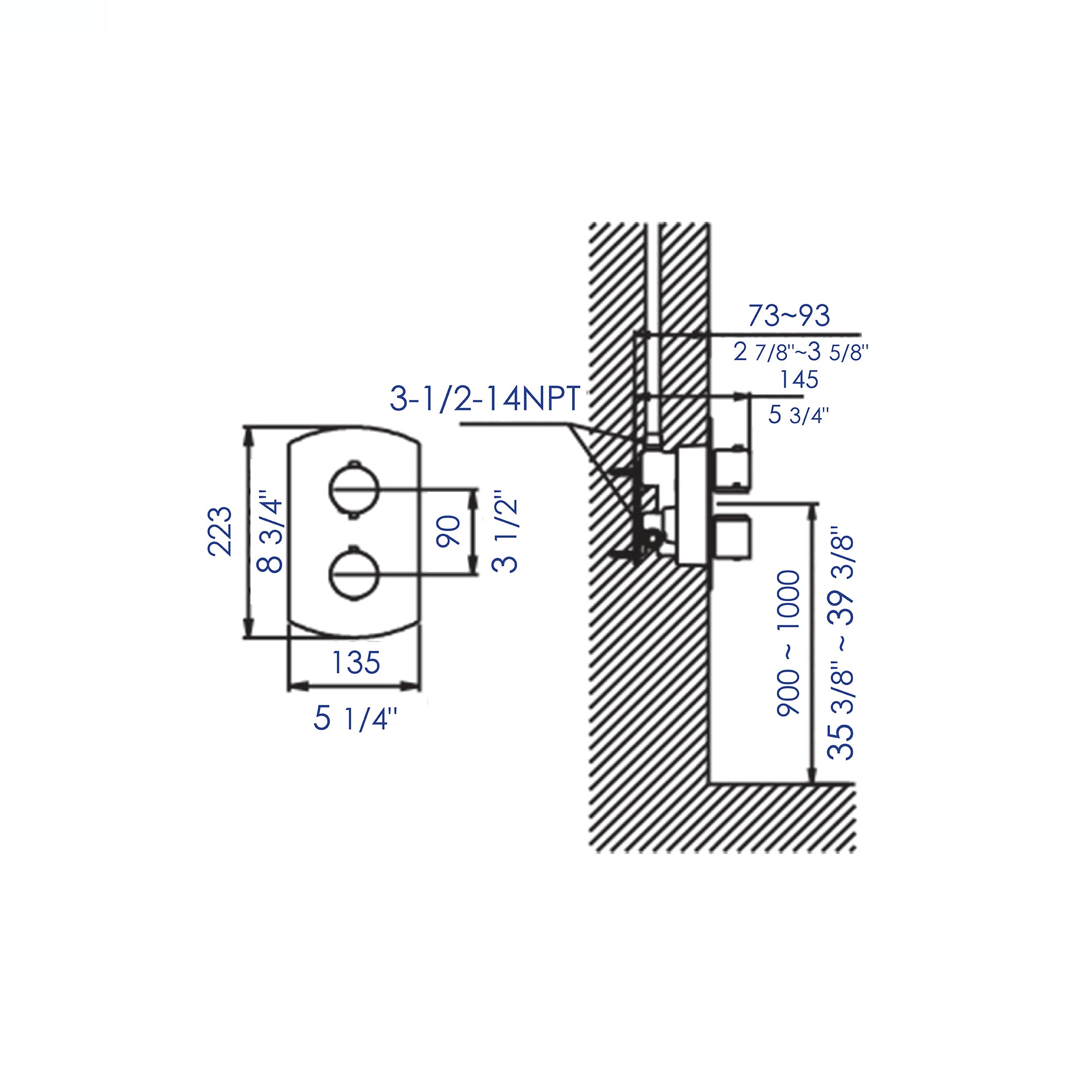 ALFI Brand - Brushed Nickel Round Knob 1 Way Thermostatic Shower Mixer | AB3809-BN