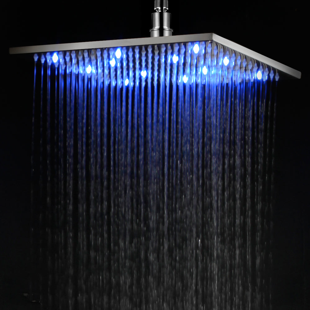 ALFI Brand - Brushed Nickel 12" Square Multi Color LED Rain Shower Head | LED12S-BN