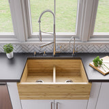 ALFI Brand - 33" Double Bowl Bamboo Kitchen Farm Sink | AB3321