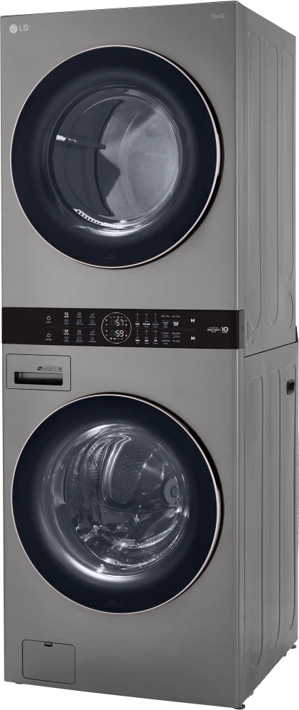 LG - 27 in. WashTower Laundry Center with 4.5 cu. ft. Front Load Washer and 7.4 cu. ft. Electric Dryer in Graphite Steel - WKE100HVA