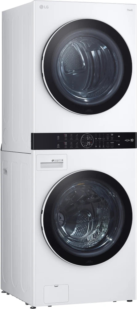 LG - 27 in. WashTower Laundry Center with 4.5 cu. ft. Front Load Washer & 7.4 cu. ft. Electric Dryer with Steam, Black Steel - WKEX200HWA