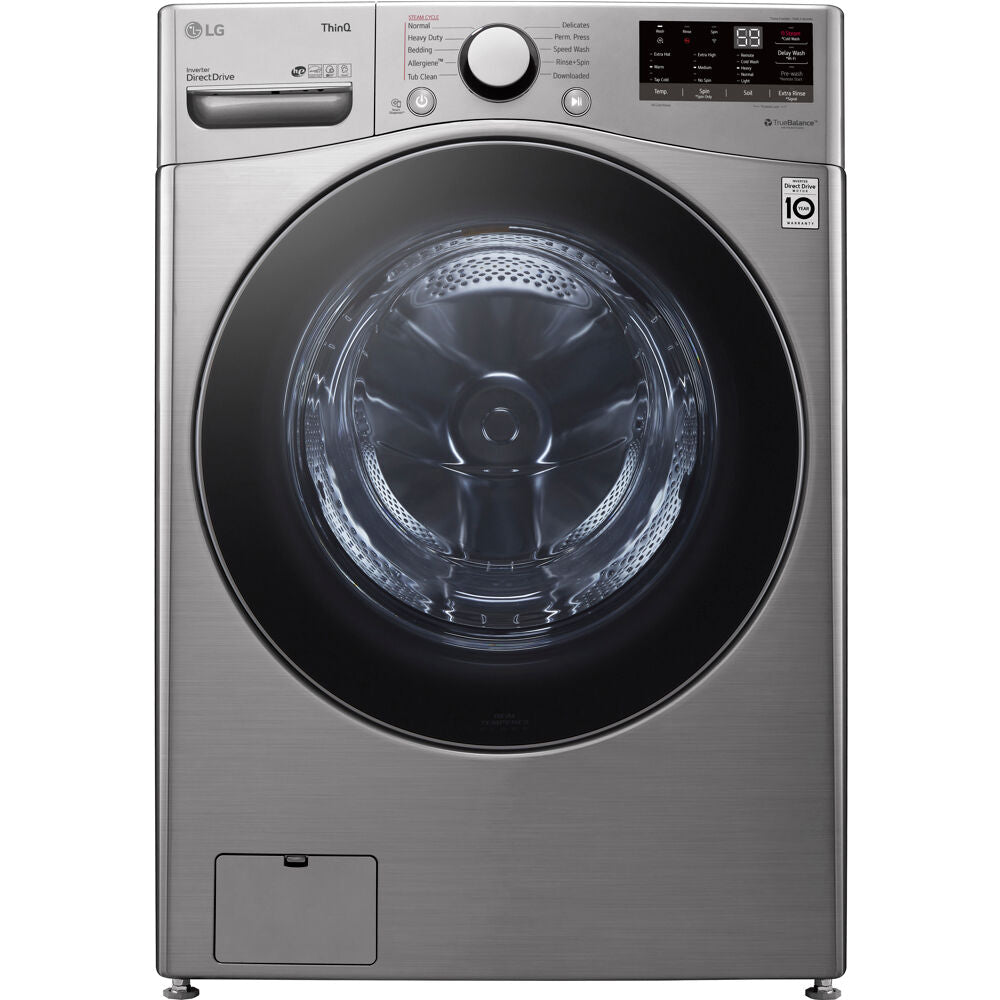 LG - 27 In. 4.5 Cu. Ft. Ultra Large Capacity Graphite Steel Front Load Washer and 7.4 Cu. Ft. Ultra Large Graphite Steel Smart Electric Vented Dryer