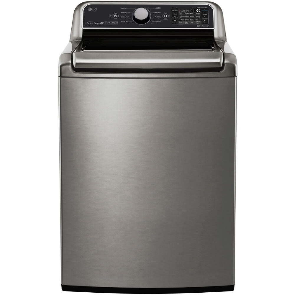 LG - 5.0 cu.ft. Smart wi-fi Enabled Top Load Washer and LG - 7.3 Cu. Ft. Ultra Large Black Steel Smart Gas Vented Dryer
