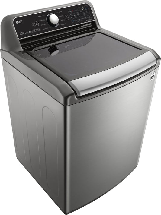 LG - 27 in. 4.8 cu. ft. Mega Capacity Graphite Steel Top Load Washer, Agitator, with TurboWash3D and Wi-Fi Connectivity | WT7305CV