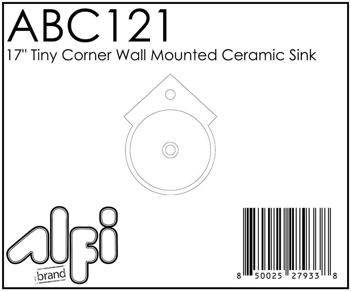 ALFI Brand - White 17" Tiny Corner Wall Mounted Ceramic Sink with Faucet Hole | ABC121