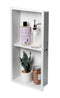 ALFI Brand - 12 x 24 White Matte Stainless Steel Vertical Double Shelf Bath Shower Niche | ABNC1224-W