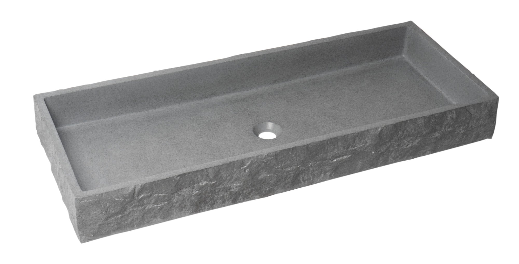 ALFI brand - 39" Solid Concrete Gray Matte Trough Sink for the Bathroom - ABCO39TR