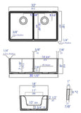 ALFI Brand - White 32" Short Wall Double Bowl  Lip Apron Fireclay Farmhouse Kitchen Sink | AB5123-W