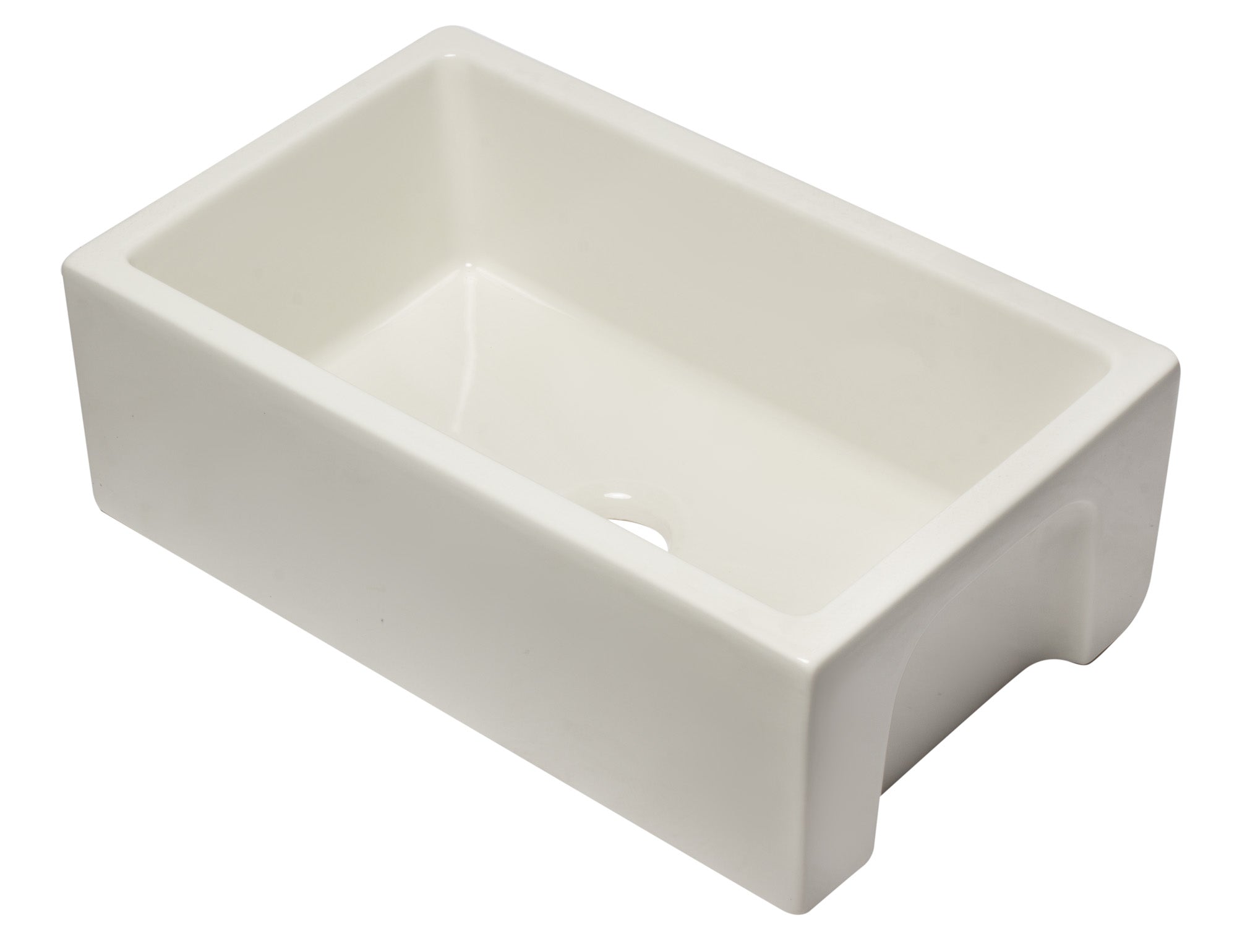 ALFI Brand - 30 inch Biscuit Reversible Smooth / Fluted Single Bowl Fireclay Farm Sink | AB3018HS-B