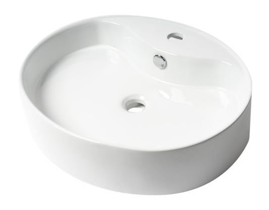 ALFI Brand - White 22" Oval Above Mount Ceramic Sink with Faucet Hole | ABC910