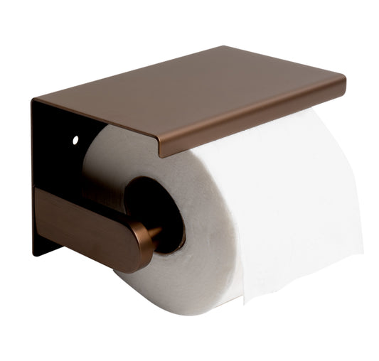 ALFI brand - Brushed Copper PVD Stainless Steel Toilet Paper Holder with Shelf - ABTPP66-BC