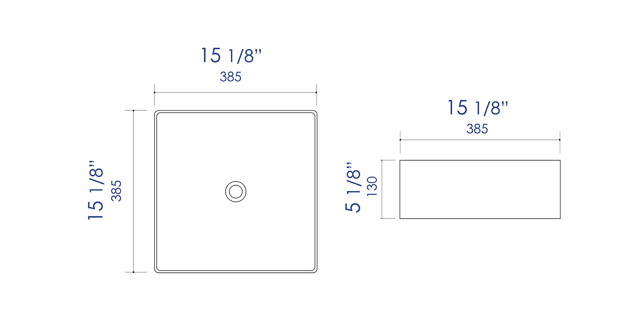 ALFI Brand - White 16" Modern Square Above Mount Ceramic Sink | ABC903-W