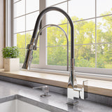 ALFI Brand - Polished Chrome Square Kitchen Faucet with Black Rubber Stem | ABKF3023-PC