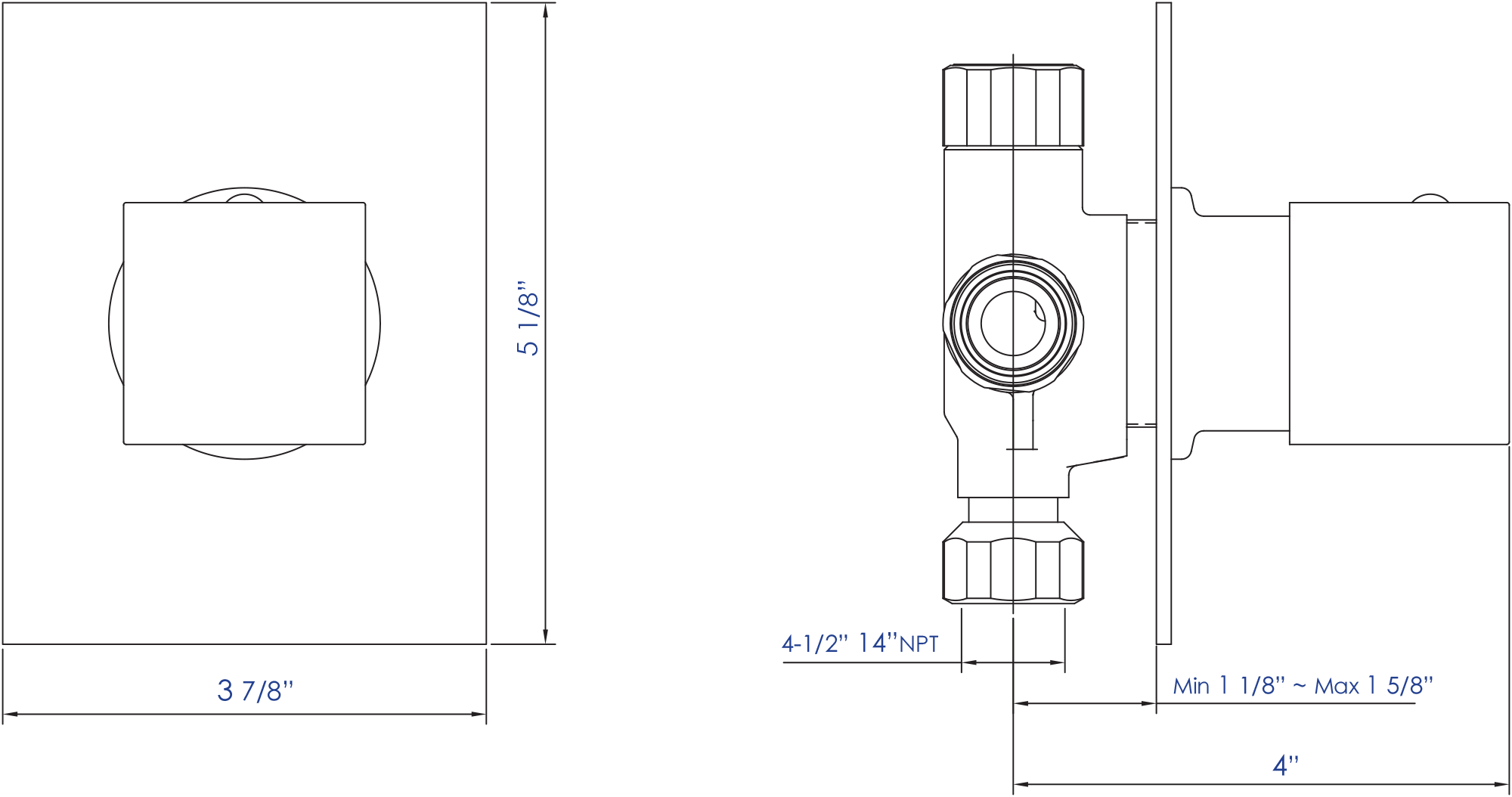 ALFI Brand - Brushed Nickel Modern Square 3 Way Shower Diverter | AB9209-BN