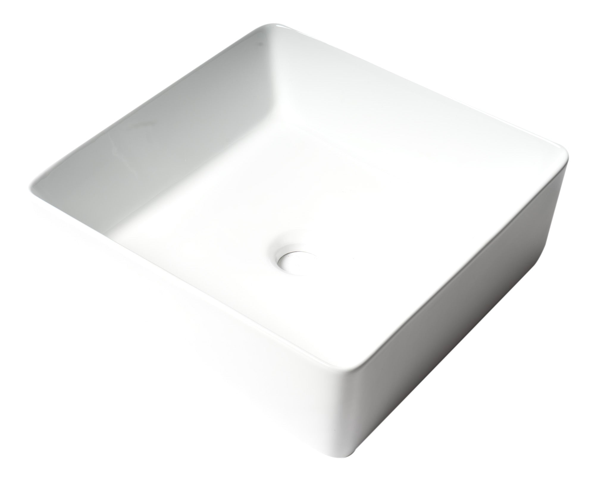 ALFI Brand - White 16" Modern Square Above Mount Ceramic Sink | ABC903-W