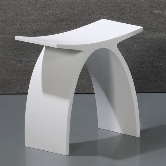 ALFI Brand - Arched White Matte Solid Surface Resin Bathroom / Shower Stool | ABST77