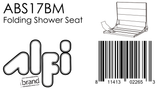 ALFI Brand - Black Matte 17" Wide Foldable Teak Shower Seat with Backrest | ABS17-BM