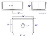 ALFI Brand - White 26" Contemporary Smooth Apron Fireclay Farmhouse Kitchen Sink | AB505-W