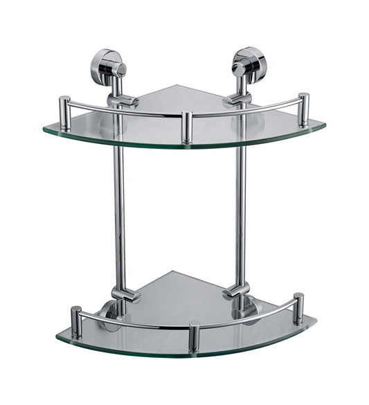 ALFI Brand - Polished Chrome Corner Mounted Double Glass Shower Shelf Bathroom Accessory | AB9548