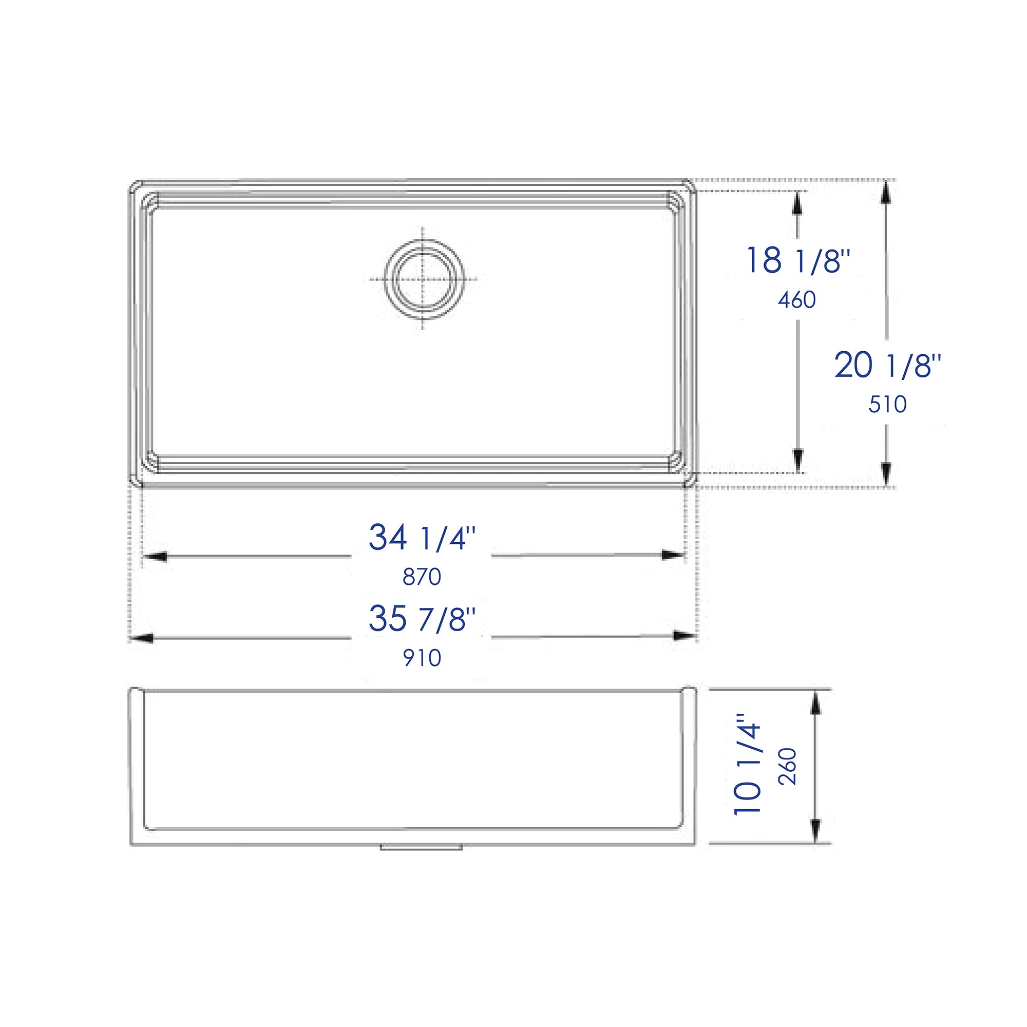 ALFI Brand - White 36" Smooth Apron Single Bowl Fireclay Farm Sink | AB536-W