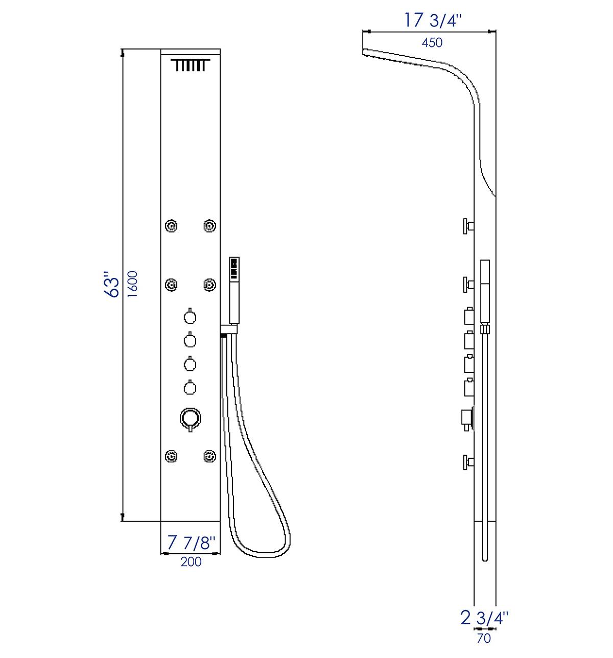 ALFI Brand - Stainless Steel Shower Panel with 6 Body Sprays | ABSP40