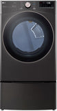 LG - 7.4 cu. ft. Black Steel Ultra Large Capacity Gas Dryer with Sensor Dry TurboSteam | DLGX4001B