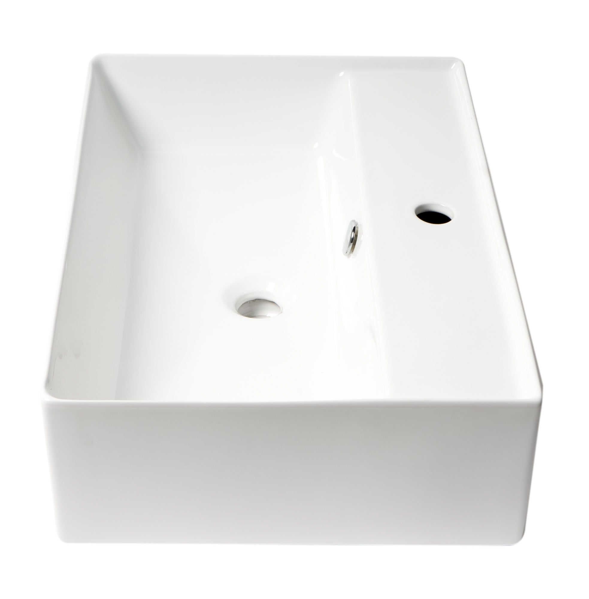 ALFI Brand - White 24" Modern Rectangular Above Mount Ceramic Sink with Faucet Hole | ABC901-W