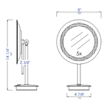 ALFI Brand - Polished Chrome Tabletop Round 9" 5x Magnifying Cosmetic Mirror with Light | ABM9FLED-PC